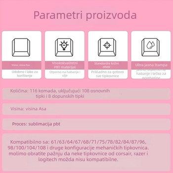 Personalizirani poklopac tipki za mehaničku tipkovnicu — Strawberry cream, PBT sublimacija, proziran dizajn, kompatibilan