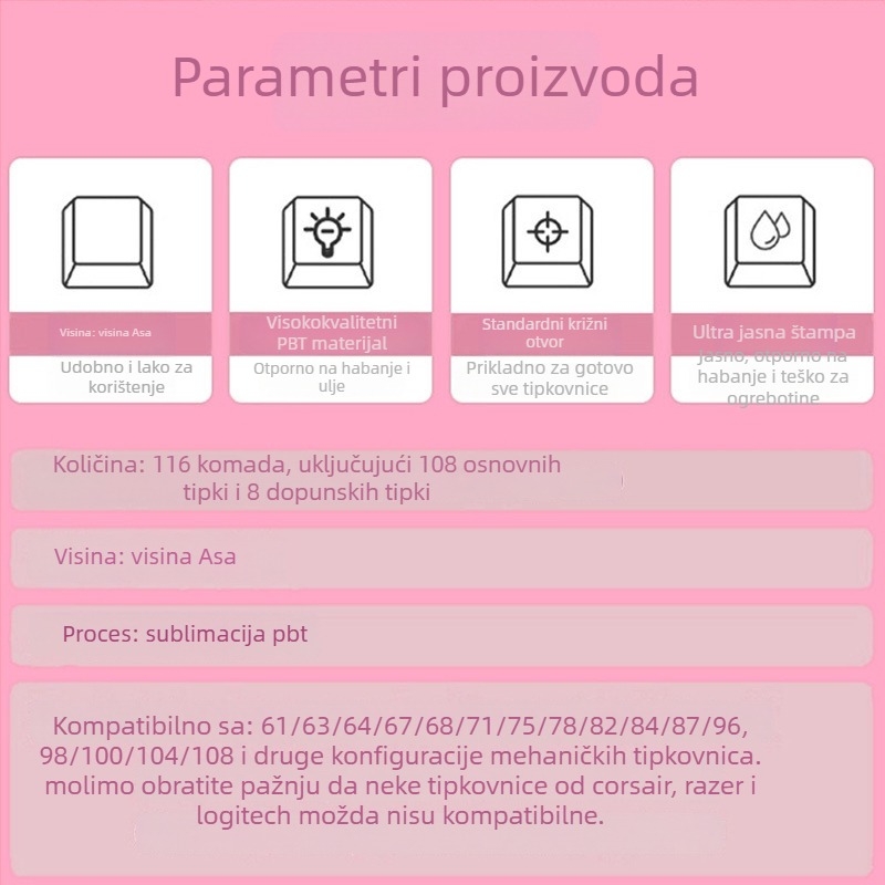 Personalizirani poklopac tipki za mehaničku tipkovnicu — Strawberry cream, PBT sublimacija, proziran dizajn, kompatibilan