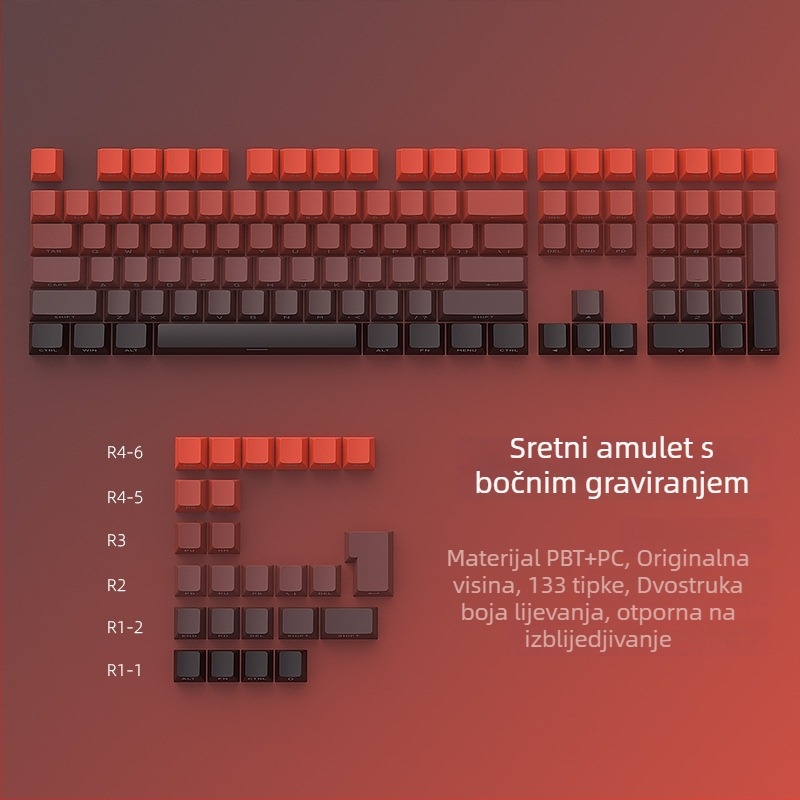 133-tipni PBT set kapica tipki, dvostruka injekcija, bočno graviranje, izvorna visina, model Lucky Strike