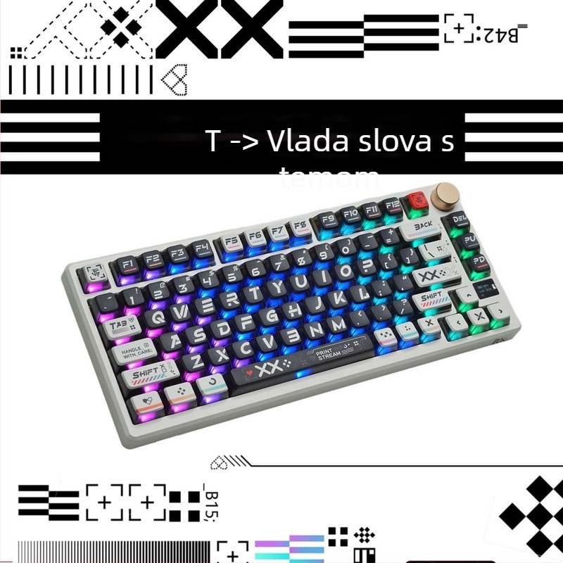 CS ispisani PBT set keycaps za mehaničku tipkovnicu – prozirni, dye-sublimation, vodootporni i izdržljivi