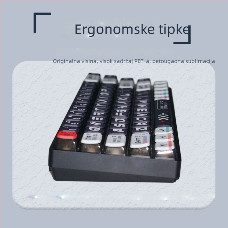 CS ispisani PBT set keycaps za mehaničku tipkovnicu – prozirni, dye-sublimation, vodootporni i izdržljivi