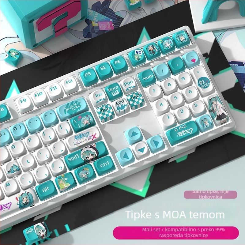 Hatsune Miku MOA Keycap – Personaliziran, PBT Sublimacija, Otporno na habanje, Univerzalna kompatibilnost s mehaničkim tipkovnicama, 1 godina garancije