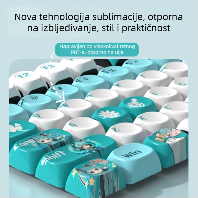 Hatsune Miku MOA Keycap – Personaliziran, PBT Sublimacija, Otporno na habanje, Univerzalna kompatibilnost s mehaničkim tipkovnicama, 1 godina garancije