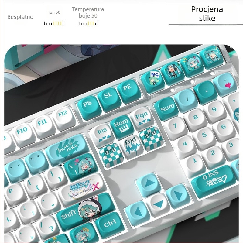 Hatsune Miku MOA Keycap – Personaliziran, PBT Sublimacija, Otporno na habanje, Univerzalna kompatibilnost s mehaničkim tipkovnicama, 1 godina garancije