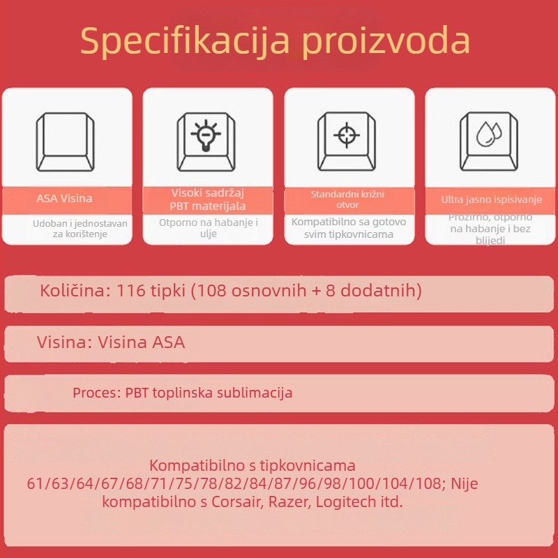 Personalizirana kapica za mehaničku tipkovnicu s sublimacijom; univerzalna kompatibilnost; materijal: Drugo; motiv s prozirnim stranama; 1-godišnje jamstvo.
