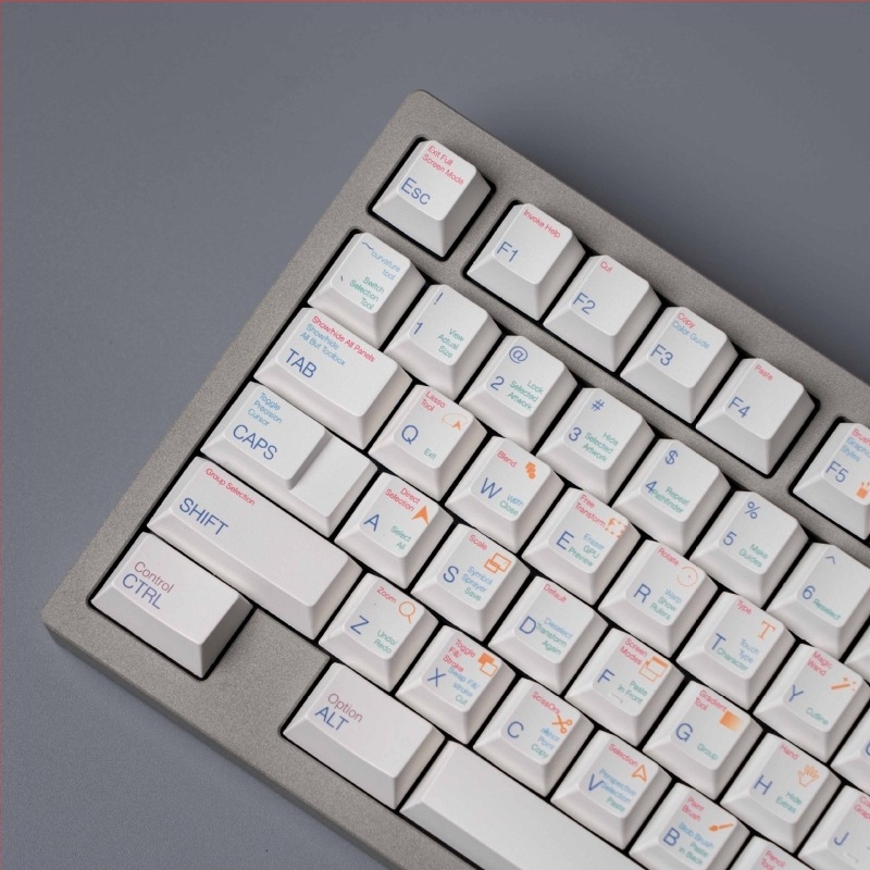 136 ključnih PBT kućišta tipki sa sublimacijom, PS/AI tema, crtež dizajn, prilagodljivo, kompatibilno sa 95% mehaničkih tipkovnica