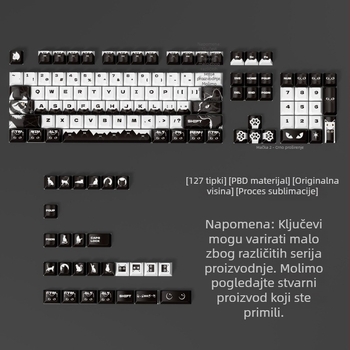 Ključne kapice za mehaničku tipkovnicu - Cat Series, prilagođene PBT kapice s dye-sublimacijom, petostruka sublimacija, univerzalna kompatibilnost, 1-godišnje jamstvo