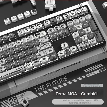 Moa tema personalizirane PBT sublimacija tipke za univerzalne mehaničke tipkovnice — kompatibilne s rasporedima 87/68/108/75/98, težina 0,5 kg