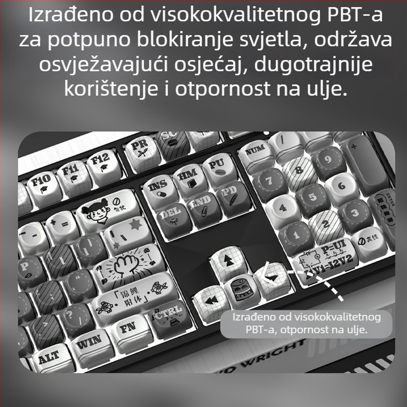 Moa tema personalizirane PBT sublimacija tipke za univerzalne mehaničke tipkovnice — kompatibilne s rasporedima 87/68/108/75/98, težina 0,5 kg