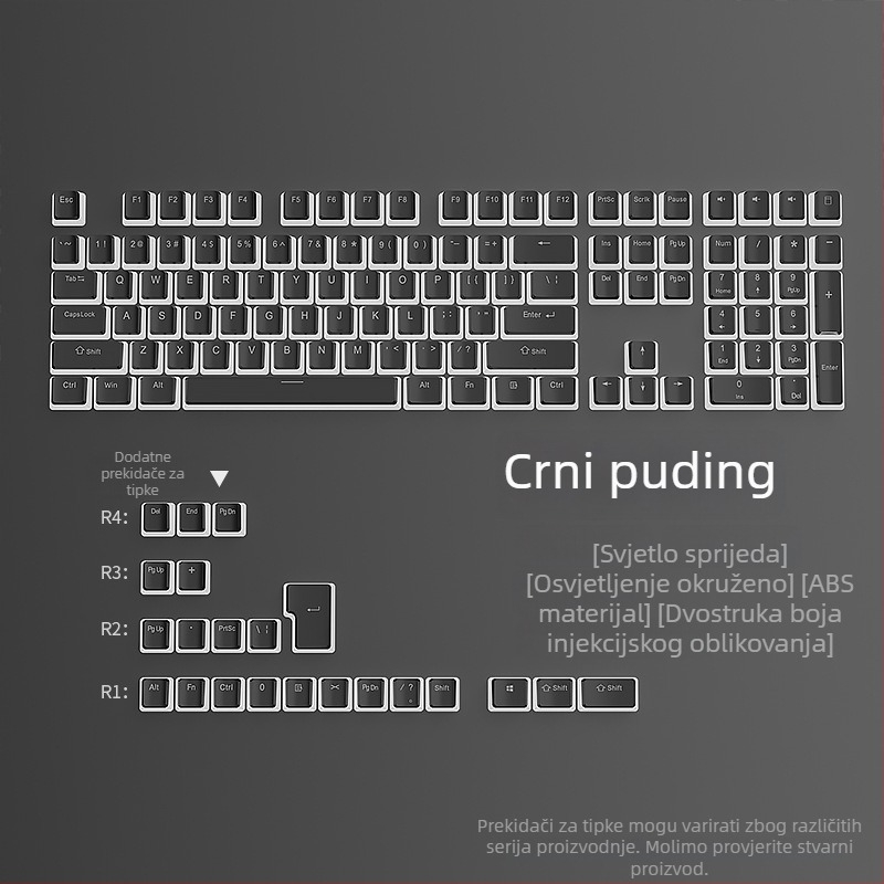 Keycap u puding stilu, ABS materijal, opća kompatibilnost, 1 godina jamstva