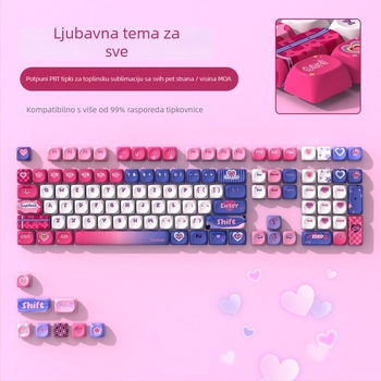 Moa teme kapice tipkovnica za mehaničke tipkovnice – prilagođene PBT sublimacijom, model Moa keycap-love-boxed, univerzalna kompatibilnost, otporan dizajn
