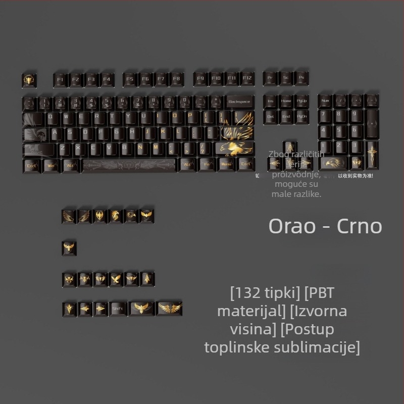 Prilagođeni set keycapova iz Eagle serije s petostranim dizajnom, 132 tipke, ABS, sublimacija, 1 godina jamstva
