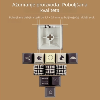 1,7 mm debeli PBT Sublimacijska siva tema set tipki, 134 tipke, za rasporede 61/64/68/87/98/104, tipke koje blokiraju svjetlo, RGB pozadinsko osvjetljenje