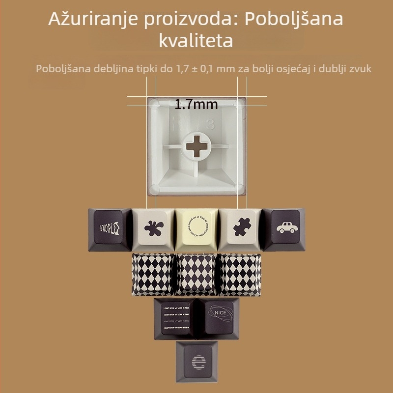 1,7 mm debeli PBT Sublimacijska siva tema set tipki, 134 tipke, za rasporede 61/64/68/87/98/104, tipke koje blokiraju svjetlo, RGB pozadinsko osvjetljenje