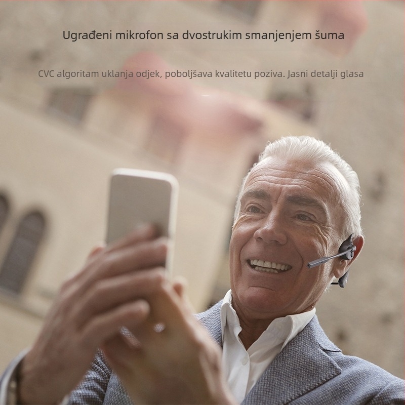 Bluetooth slušalice s koštanom kondukcijom, mikrofon CVC s dvostrukim uklanjanjem buke, otvoreni dizajn za uho, Bluetooth 5.0, doseg 10 m, trajanje baterije >8 h