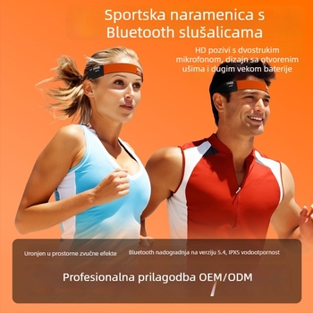 Sportske slušalice s koštanom prijenosom zvuka i znojnim trakom, Bluetooth 5.4, domet 15 m, trajanje baterije >8 h, vodootporne, pričvršćene na glavu, stereo