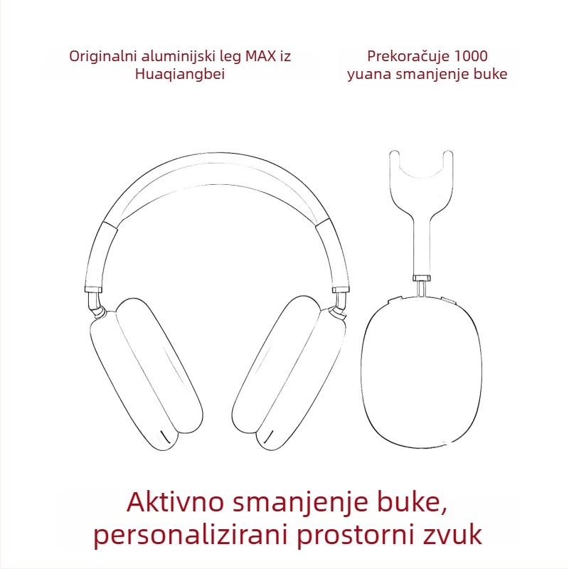 Bežične Bluetooth slušalice preko uha s aktivnim uklanjanjem šuma, Bluetooth 5.3, domet 25 m, baterija više od 8 sati, Luoda čip