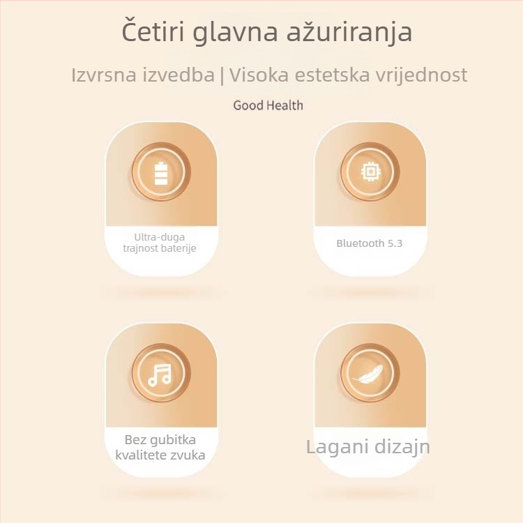 Bežični Bluetooth headset, nosiv na glavi, dvostrano stereo, Bluetooth 5.0, domet 10 m, autonomija više od 8 sati