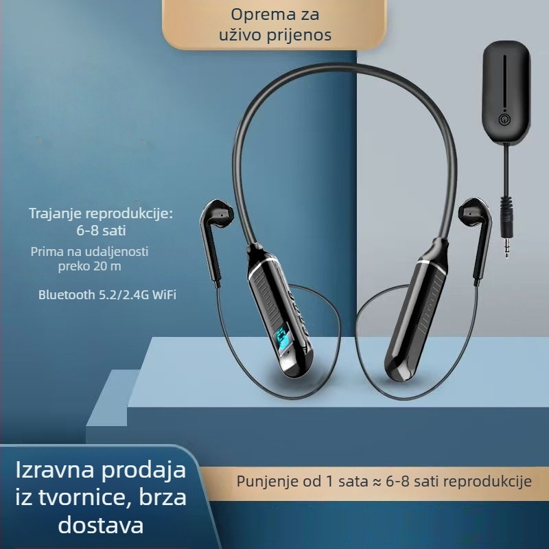 Bežične monitor slušalice s dizajnom za vrat za prijenos uživo | 3,5 mm priključak, 50 Hz-18 kHz, 32 Ω, bez mikrofona