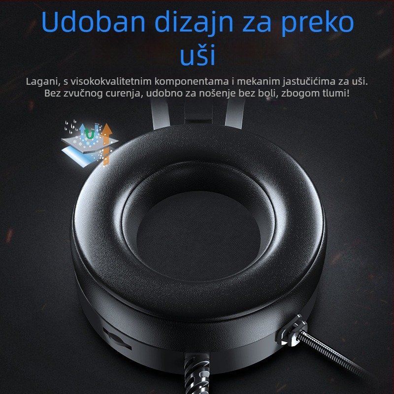 Gaming slušalice s mikrofonom, 50 mm driveri, 20–20 kHz, 21 Ω, 2,2 m pleteni kabel, 3,5 mm priključak