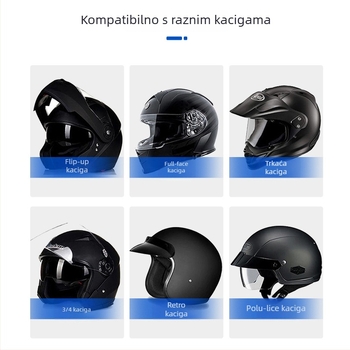 Bluetooth slušalica za kacigu motocikla s hands-free pozivima i stereo zvukom – BT 5.0, domet 10 m, trajanje baterije 8 sati+, dvostruki stereo, vodootporan