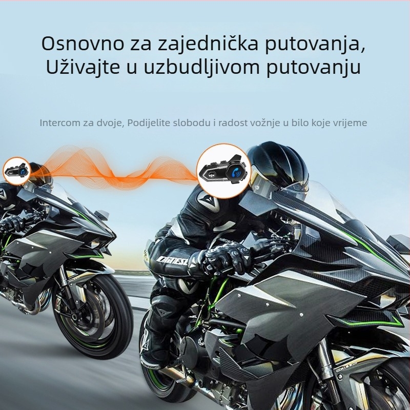 Bluetooth slušalica za kacigu motocikla, otporna na vodu, redukcija buke, dvostruki interkom za vožnju
