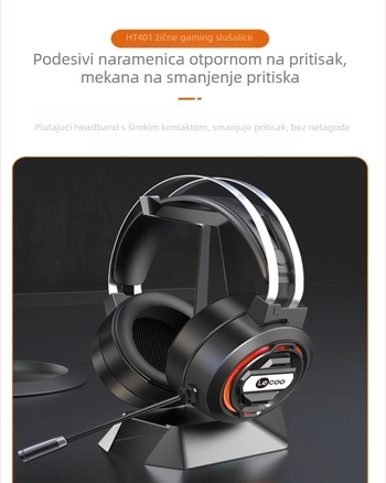 Lecoo HT401 žične gaming slušalice, 50 mm zvučnici, 3,5 mm inline priključak, ugrađeni mikrofon, na glavu
