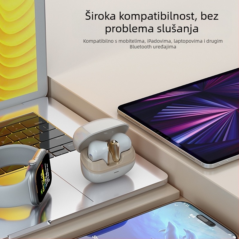 TWS bežične Bluetooth slušalice s smanjenjem šuma, dugi vijek baterije 4–8 h, niska latencija za e-sportove, Bluetooth 5.3, domet 10 m