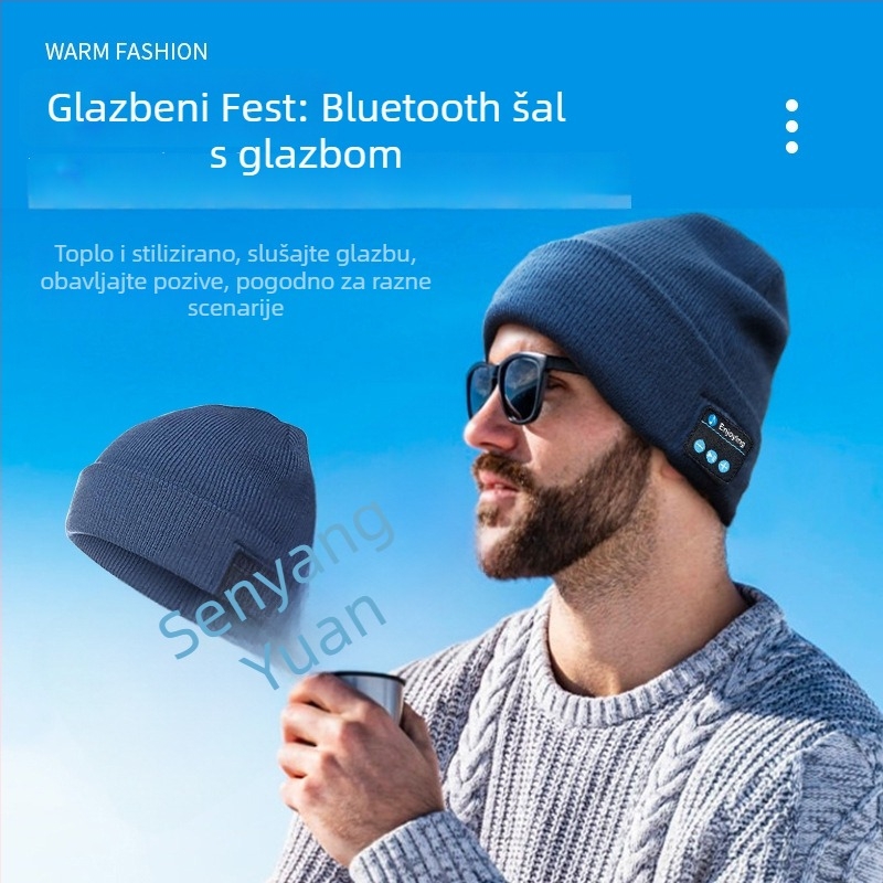 Bluetooth kapa s LED svjetlom i ugrađenim stereo zvučnicima, doseg 15 m, Bluetooth 5.4, trajanje baterije više od 8 sati
