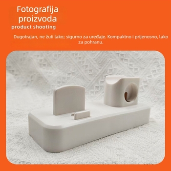 3-u-1 punjačka baza s spremištem kablova – za iPhone, Apple Watch, pametni telefon i slušalice – TPU, jednostavan stil