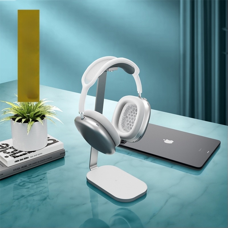 Držač za slušalice X3 — aluminijska legura + silikon gel, bežično punjenje, kompatibilan s AirPods Max, Sony, Beats