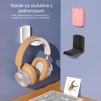 CHZ-H1 Držač za slušalice — zidni, bez bušenja, silikon, dizajn jednorog-buba, 90° skladištenje