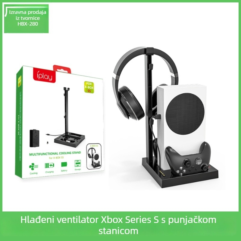 ipega višenamjenska rashladna baza za Xbox Series S s držačem za slušalice i stanicom za punjenje dvostrukih baterija/kontrolera