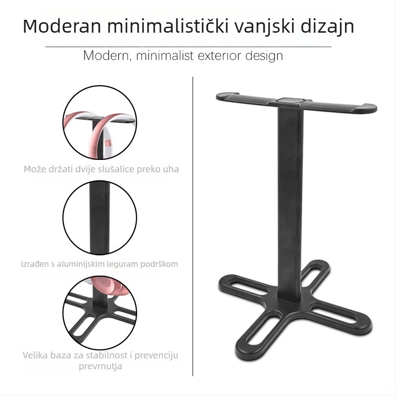 Stojalo za slušalice za stolno korištenje, od aluminijske legure, model T-1250, težina 75 g, s uklonjivim dizajnom