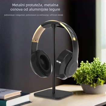 Stalak za slušalice za stolno korištenje, aluminijska legura + silikon, model D6 s mekanom podrškom za glavu, 242 g