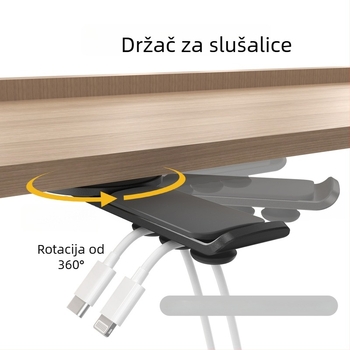 Stolni držač slušalica s rotacijom od 360-degree, držač kablova, legura, univerzalni stil