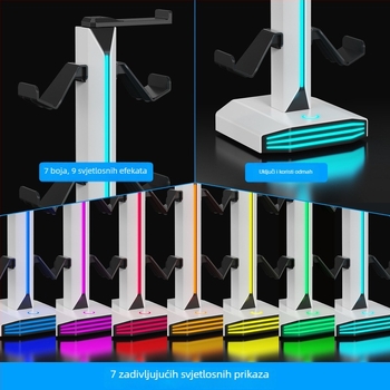 Držač za slušalice s RGB osvjetljenjem i 2 USB priključcima za punjenje, USB sučelje, ABS kućište, Optical Fidelity
