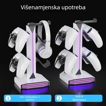 Držač za slušalice s RGB osvjetljenjem i 2 USB priključcima za punjenje, USB sučelje, ABS kućište, Optical Fidelity