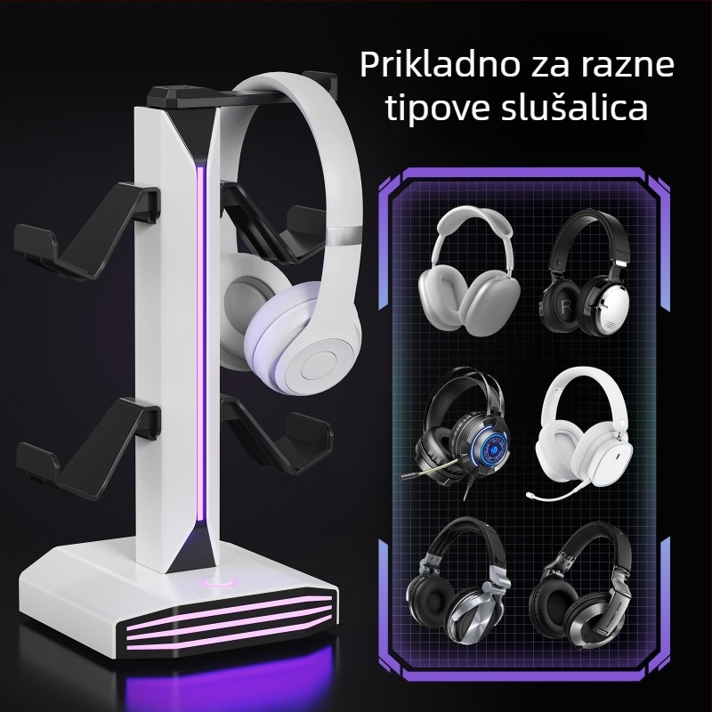 Držač za slušalice s RGB osvjetljenjem i 2 USB priključcima za punjenje, USB sučelje, ABS kućište, Optical Fidelity