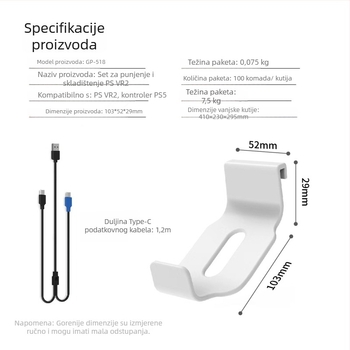 PSVR2 držač za punjenje i pohranu s dvostrukim kabelom za punjenje