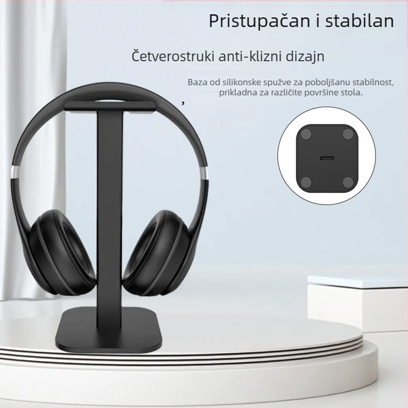 Stalak za Bluetooth slušalice na stol, model Z-13 — aluminijska legura + silikon, za stolnu upotrebu, s odvojivim skladišnim stalakom, 1-godišnje jamstvo