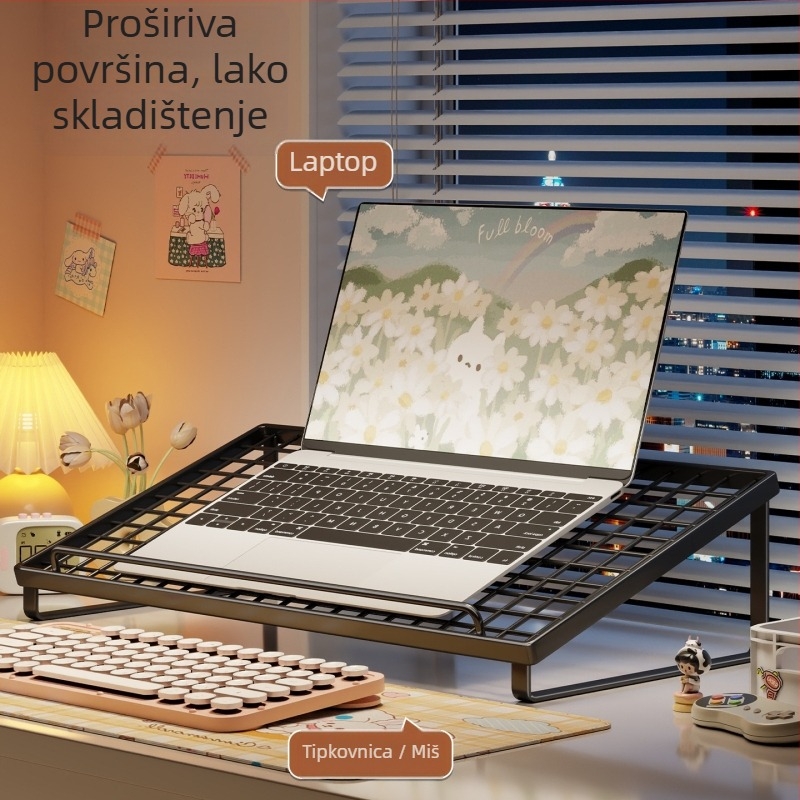 Držač za prijenosno računalo – sklopivi, prenosni, s podignutom bazom i ladicom za tipkovnicu