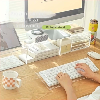 Akrilni držač tipkovnice za stolno računalo, prozirna polica za podizanje za tipkanje