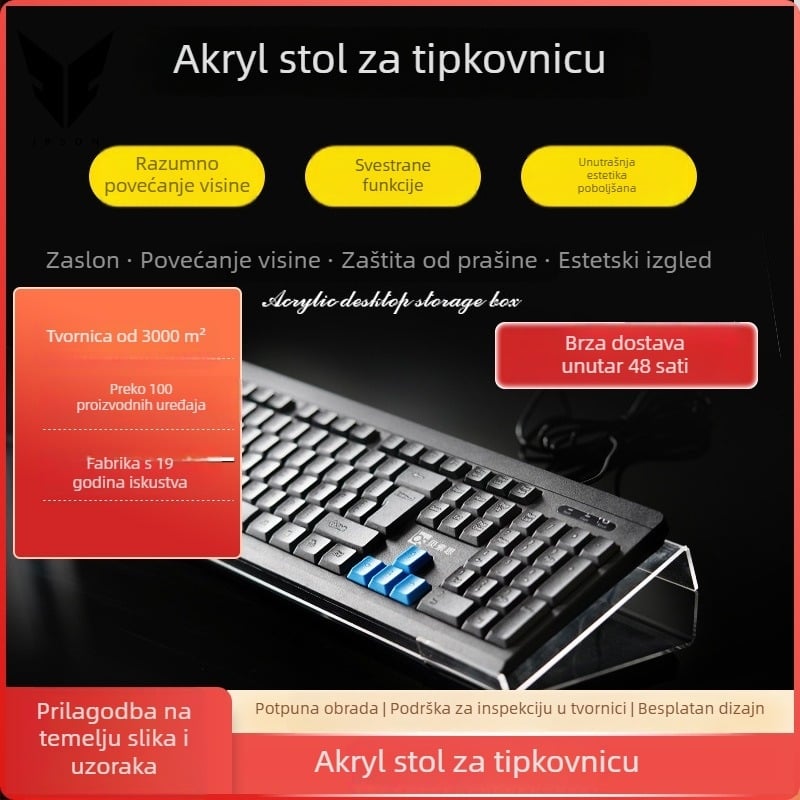 Akrilni držač za tipkovnicu, montaža bez bušenja, okvir za tipkovnicu, podizanje i naginjanje, model Zz03