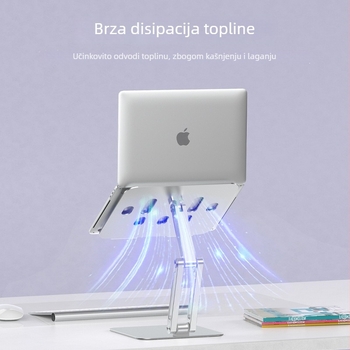 Držač za prijenosno računalo – Sklopiva konstrukcija od aluminijske zlitine i karbonskog čelika, silikonske gel podloge, podesiva visina, Model: Computer Bracket, Težina: 1,36 kg