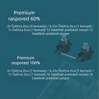 Gateron dodaci za tipkovnicu: čelična pločica sa satelitskom osovinom, mehanički sklop, 64/104 tipke, bežični spoj