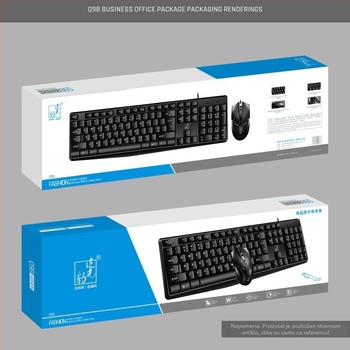 Chasing Leopard Q9B Set tipkovnice i miša s USB, 1000 DPI, Ergonomičan, Vodootporan, Tisak logotipa, 1-godišnje jamstvo zamjene