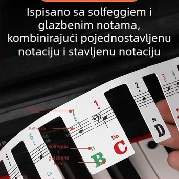 Maner samoljepljiva naljepnica za tipkovnicu klavira, 88 tipki, bez ljepila, oznake nota za petolinijski pentagram