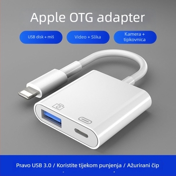 OTG adapter za punjenje i 2-u-1 Lightning adapter s USB diskom i tipkovnicom za Apple uređaje