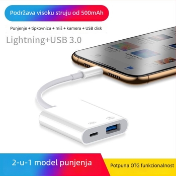OTG adapter za punjenje i 2-u-1 Lightning adapter s USB diskom i tipkovnicom za Apple uređaje
